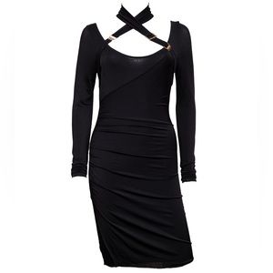 Gucci Black Jersey Bondage Buckle Mini Dress size Small